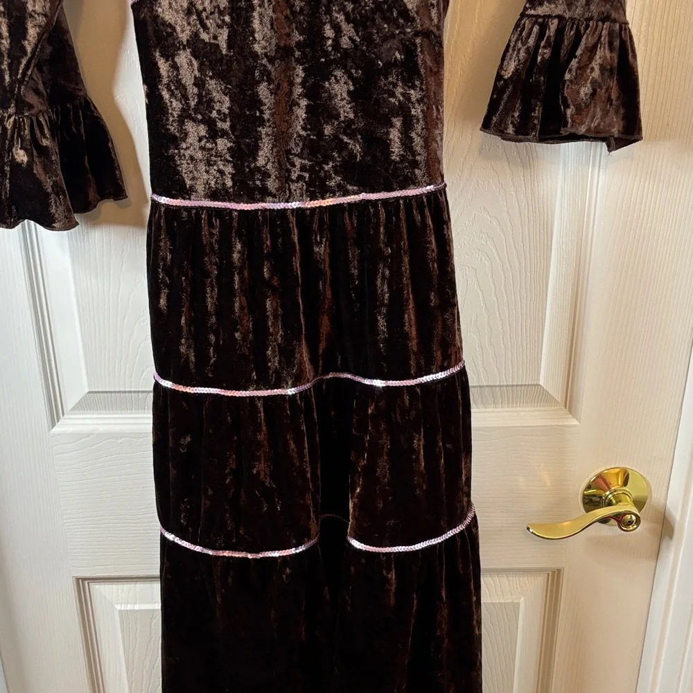 Speechless Brown Velvet w/Pink Sequins Dress for Costume Dress Up Party Like New